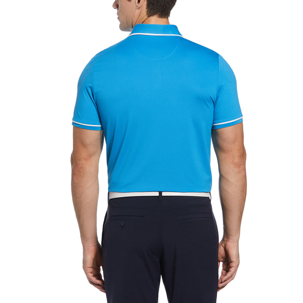 Pete Tipped Golf Polo Shirt In Mediterranean Blue