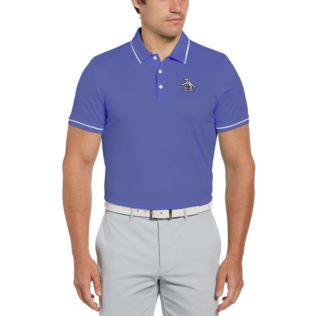 Oversized Pete Tipped Short Sleeve Golf Polo Shirt In Amparo Blue