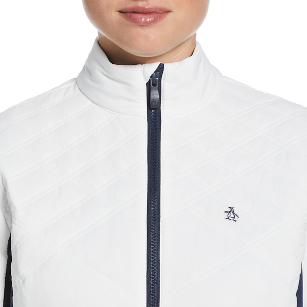 Women's Insulated Full Zip Golf Jacket With Stretch Panels In Bright White