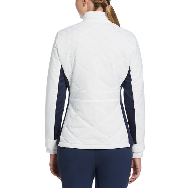 Women's Insulated Full Zip Golf Jacket With Stretch Panels In Bright White