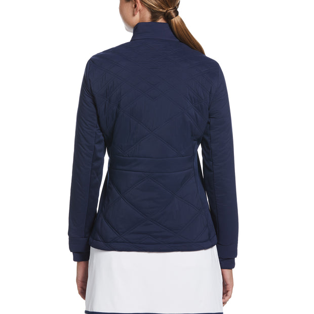 Women's Insulated Full Zip Golf Jacket With Stretch Panels In Black Iris