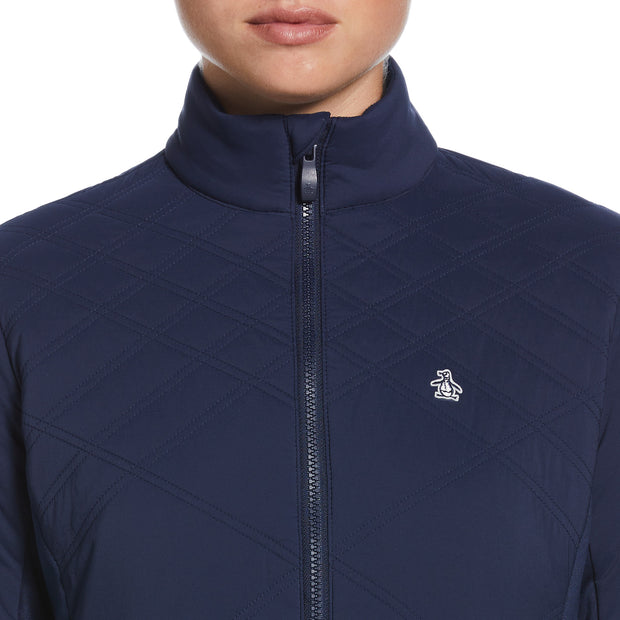 Women's Insulated Full Zip Golf Jacket With Stretch Panels In Black Iris