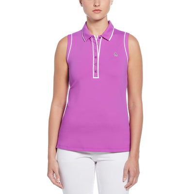 Women's Veronica Sleeveless Golf Polo Shirt In Purple Cactus Flower