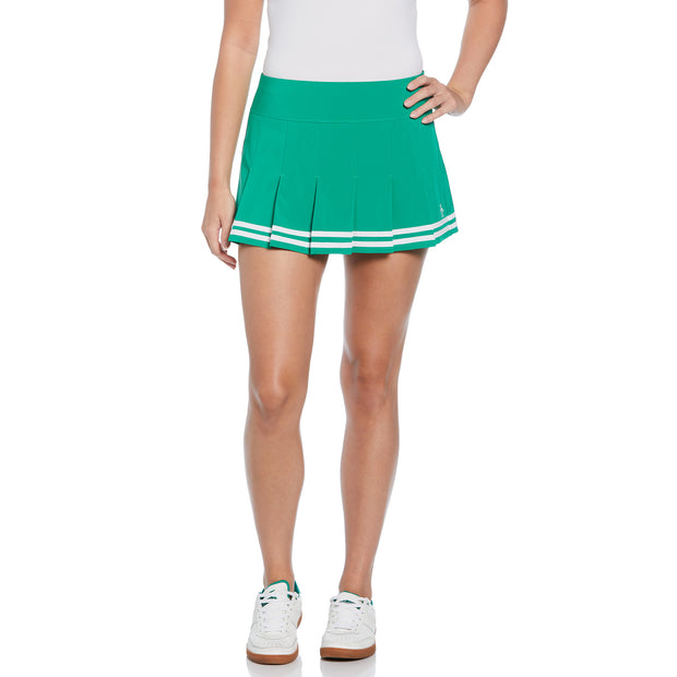 Women's 13" Contrast Hem Pleated Tennis Skort In Jelly Bean