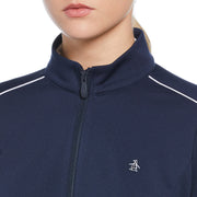 Women's Full Zip Golf Jacket With Piping In Black Iris