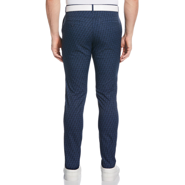 Penguin Print Performance Golf Trousers In Black Iris