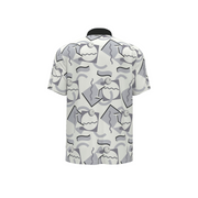 Abstract 80s Print Blocked Short Sleeve Golf Polo Shirt In Bright White