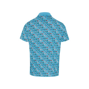 Martini Print Golf Polo Shirt In Blue Atoll