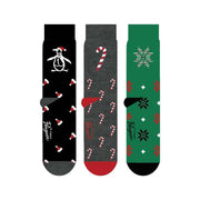 3 Pack Fairisle Santa Pete Ankle Socks In True Black