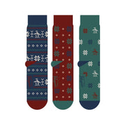 3 Pack Snowflake Ankle Socks In Blue/Red