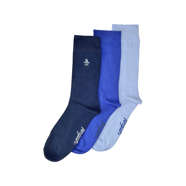 3 Pack Ankle Socks In Blue