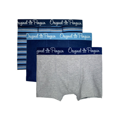 3 Pack Stripe Boxers In Blue Grey