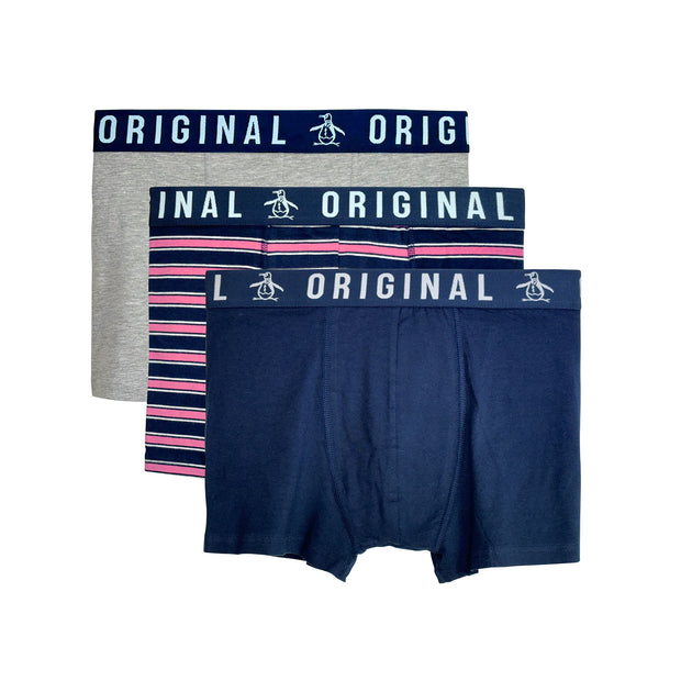 3 Pack Stripe Boxers In Blue/Pink