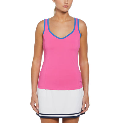 Women's Heart Tennis Tank Top With Back Knot Detail In Cheeky Pink