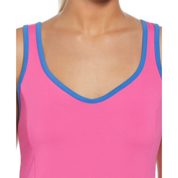 Women's Heart Tennis Tank Top With Back Knot Detail In Cheeky Pink