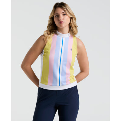 Women's Tennis Striped Ribbed Tank Top In Bright White