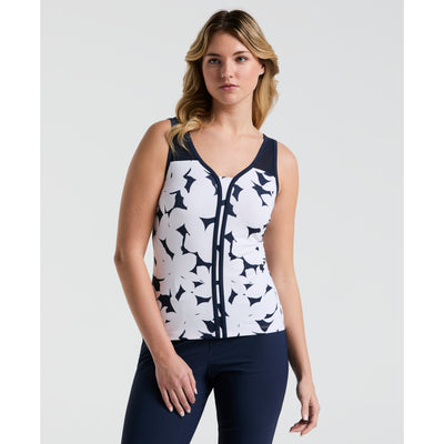 Women's Tennis Riviera Floral Print Tank Top In Black Iris