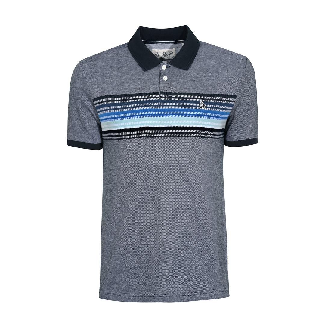 Cotton Birdseye Pique Chest Striped Polo Shirt In Multicolor Original Penguin