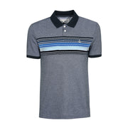 Cotton Birdseye Pique Chest Striped Polo Shirt In Star Sapphire