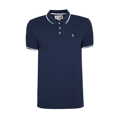 Short Sleeve Tipped Pique Polo Shirt In Medieval Blue