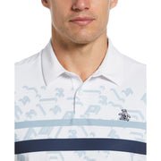 Got Game Engineered Stripe Printed Golf Polo Shirt In Bright White