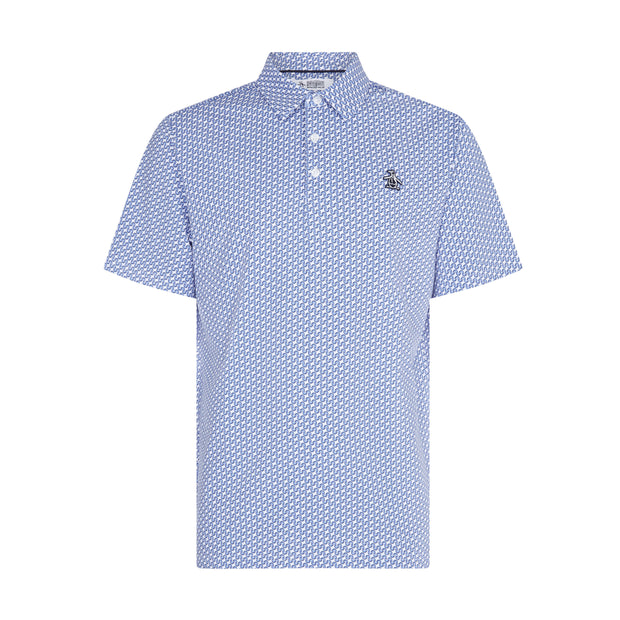 Heritage Geo Print Golf Polo Shirt In Amparo Blue