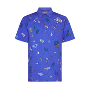 Pete’s Game Print Golf Polo Shirt In Amparo Blue