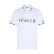 Barback Pete Printed Golf Polo Shirt In Bright White