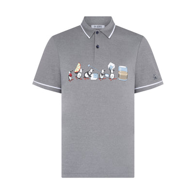 Barback Pete Printed Golf Polo Shirt In Black Iris