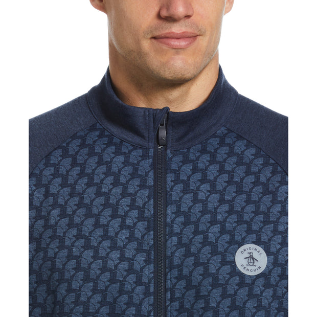 Penguin Print Heritage Golf Track Jacket In Black Iris Bijou Heather