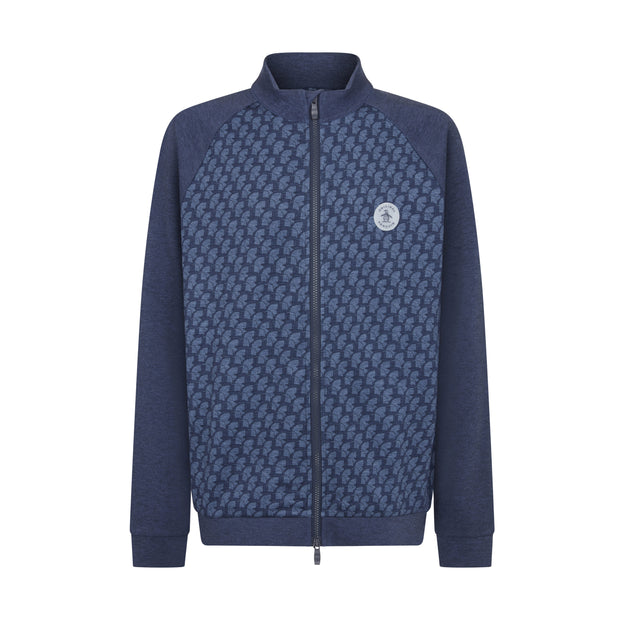 Penguin Print Heritage Golf Track Jacket In Black Iris Bijou Heather