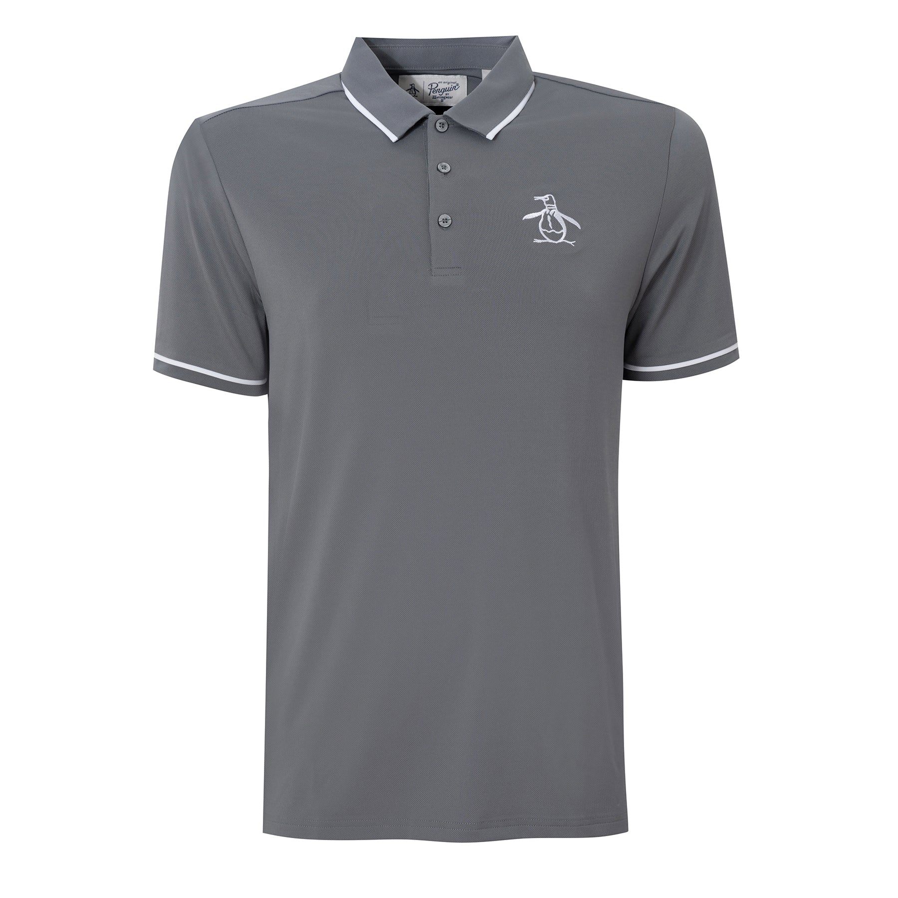 Oversized Pete Tipped Golf Polo Shirt In Grey | Original Penguin®