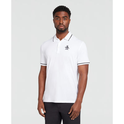 Oversized Pete Tipped Short Sleeve Golf Polo Shirt In Bright White
