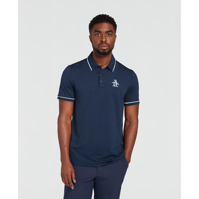 Oversized Pete Tipped Short Sleeve Golf Polo Shirt In Black Iris