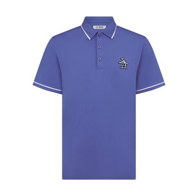 Oversized Pete Tipped Short Sleeve Golf Polo Shirt In Amparo Blue