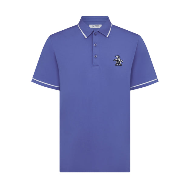 Oversized Pete Tipped Short Sleeve Golf Polo Shirt In Amparo Blue