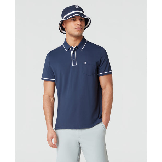Technical Earl Short Sleeve Golf Polo Shirt In Black Iris