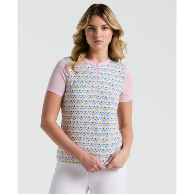 Women's Lattice Zip Mock Neck Golf Polo Shirt In Charm Pink