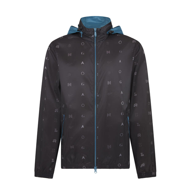 Logo Print Golf Wind Jacket With Hidden Hood In Caviar