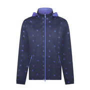 Logo Print Golf Wind Jacket With Hidden Hood In Black Iris