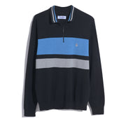 Chest Stripe 1/4 Zip Sweater In True Black