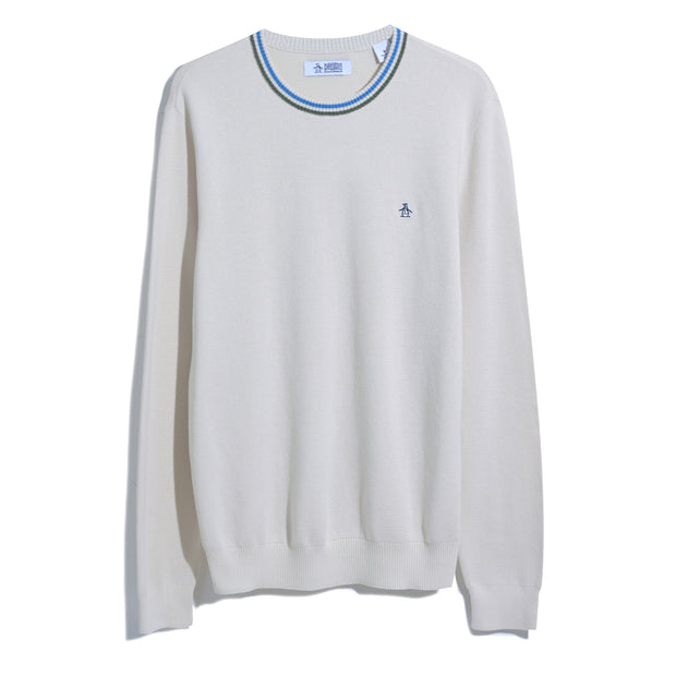 Tipped Crew Neck Jumper In Birch