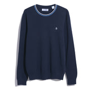 Tipped Crew Neck Jumper In Dark Sapphire