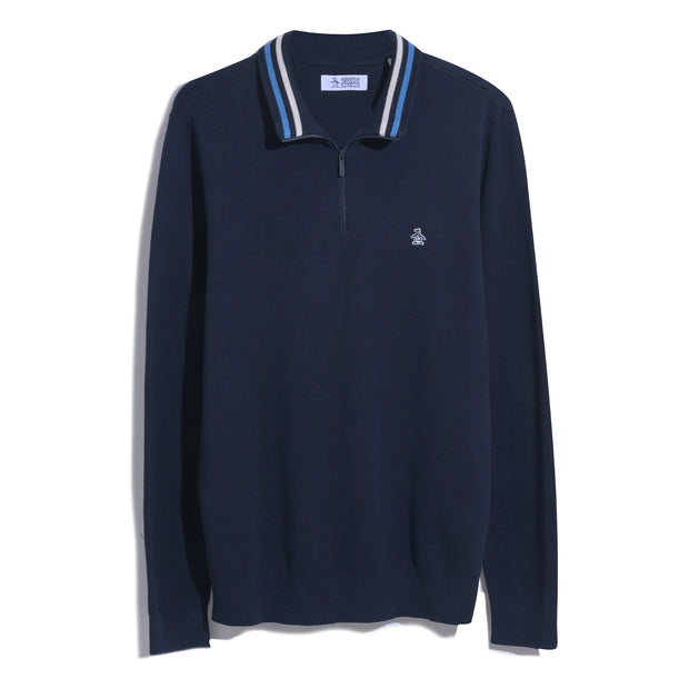 1/4 Zip Tipped Jumper In Dark Sapphire