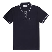 The Earl Organic Cotton Pique Polo Shirt In Dark Sapphire