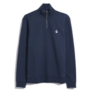 Sticker Pete Fleece Organic Cotton Quarter Zip Sweatshirt In Dark Sapphire