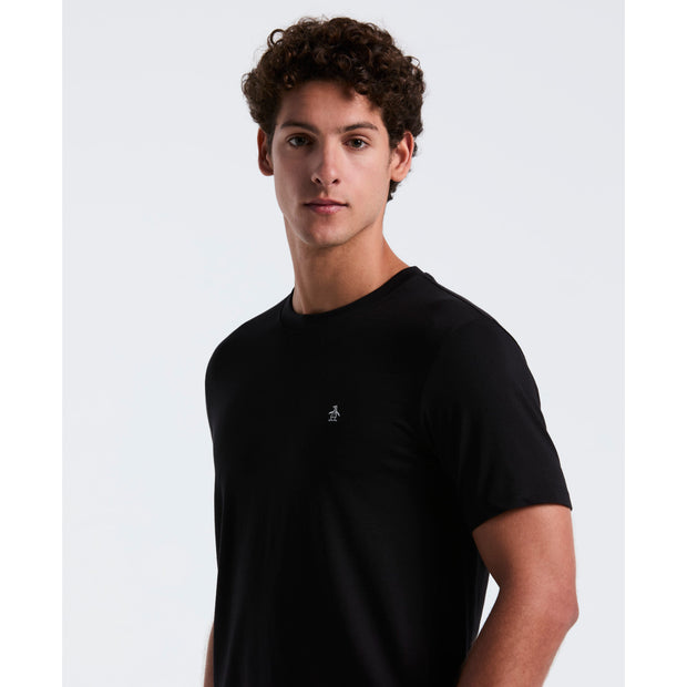 Pin Point Embroidered Logo Organic Cotton T-Shirt In True Black