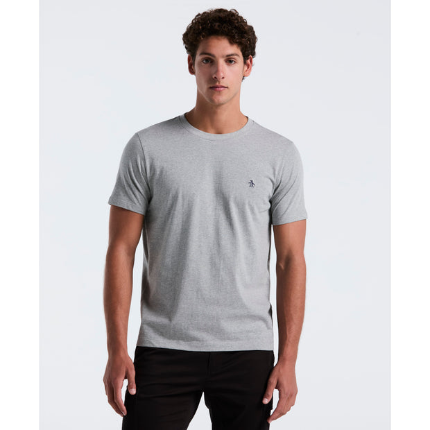 Pin Point Embroidered Logo Organic Cotton T-Shirt In Rain Heather