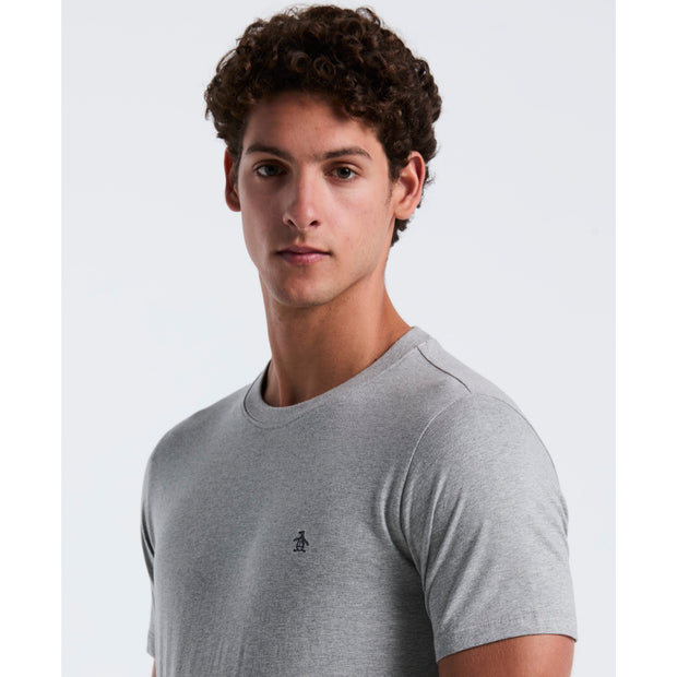 Pin Point Embroidered Logo Organic Cotton T-Shirt In Rain Heather