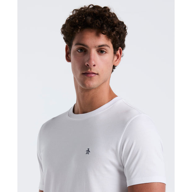 Pin Point Embroidered Logo Organic Cotton T-Shirt In Bright White